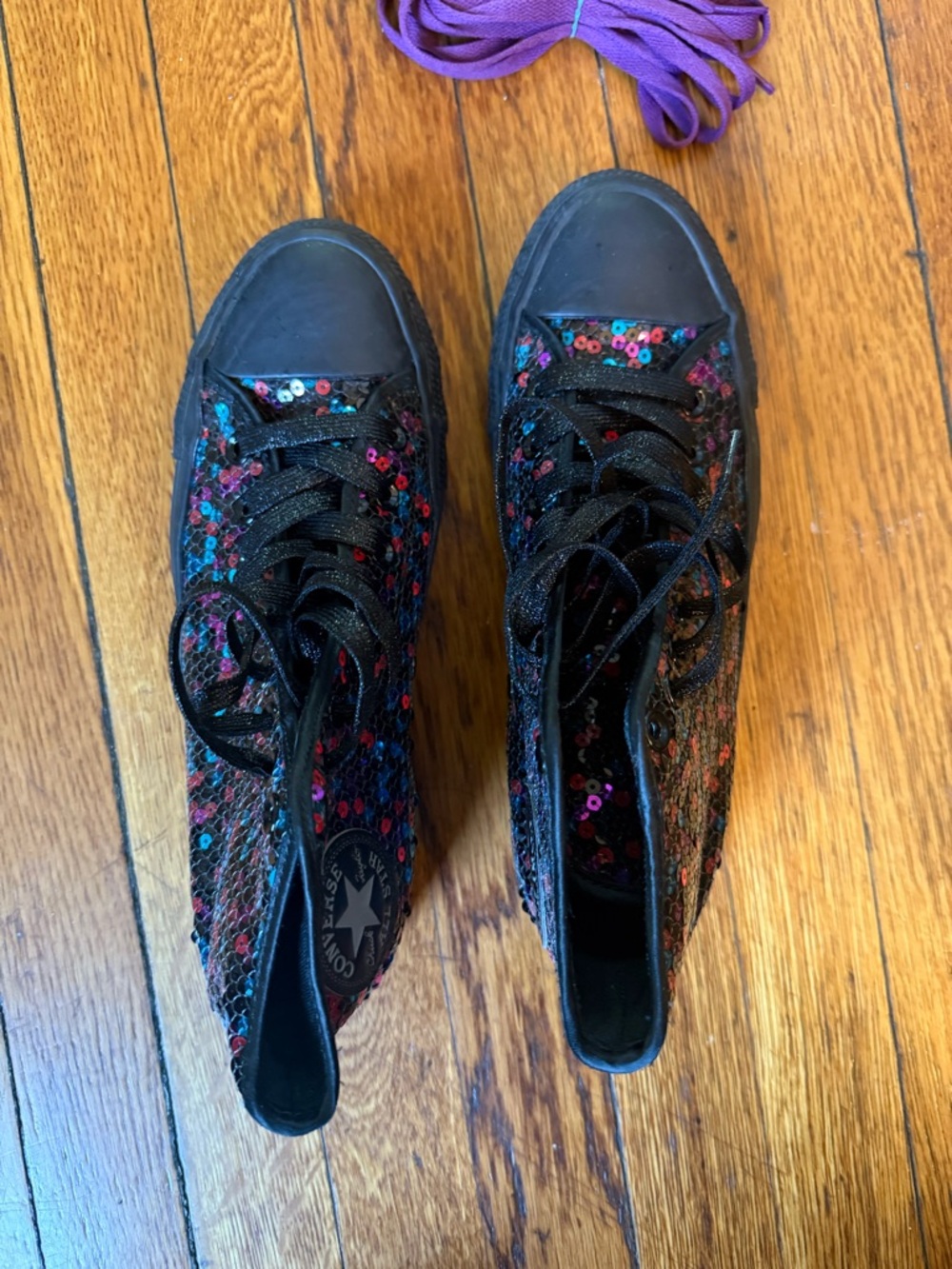Converse Sequin High Top Sneakers – Women’s Size 9